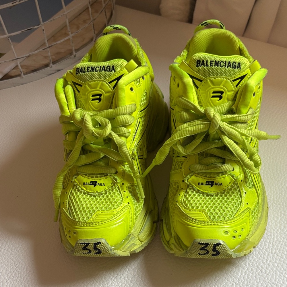 Balenciaga Neon Lime Triple S-Style Sneakers